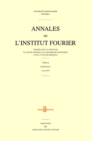 Couverture de la revue Annales de l'Institut Fourier