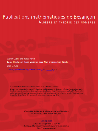 Couverture des Publications Mathématiques de Besançon