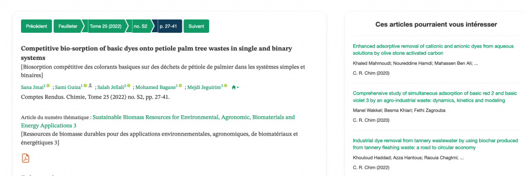 Exemple d'articles suggérés par l'outil de suggestion d'articles